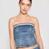 Backless denim top