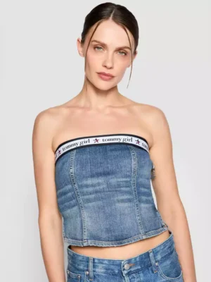 Backless denim top