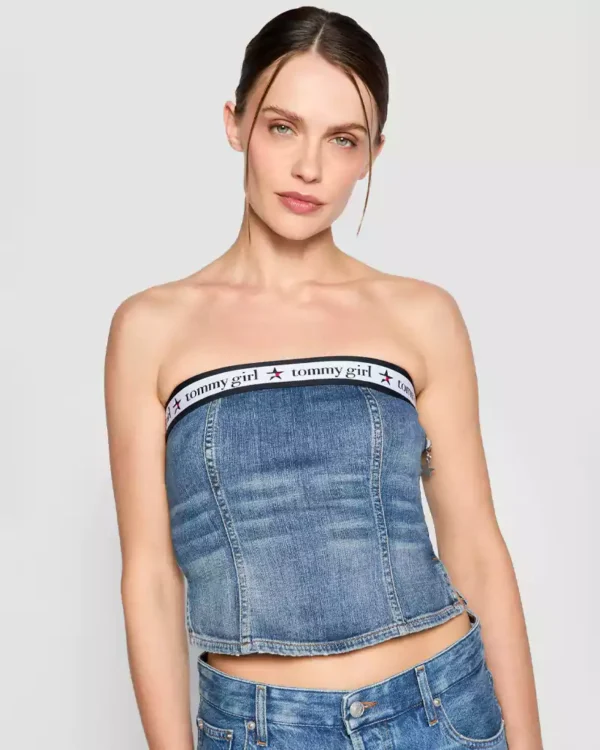Backless denim top