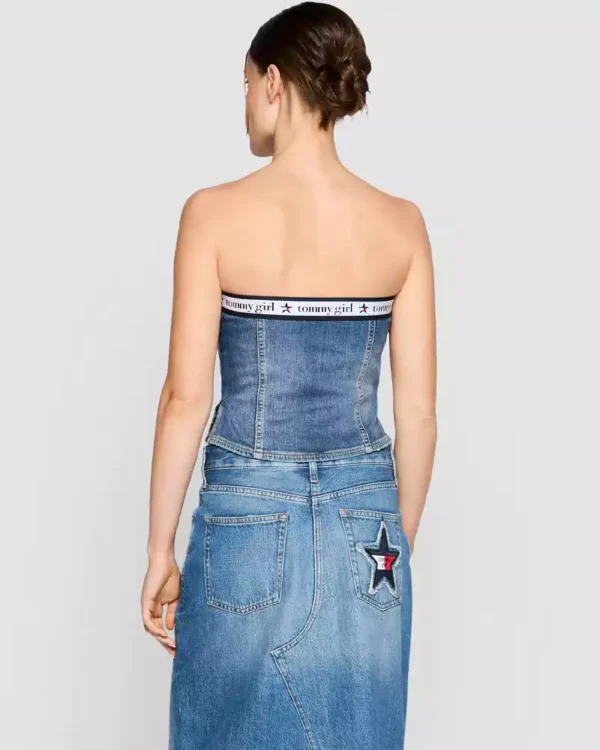 Backless denim top