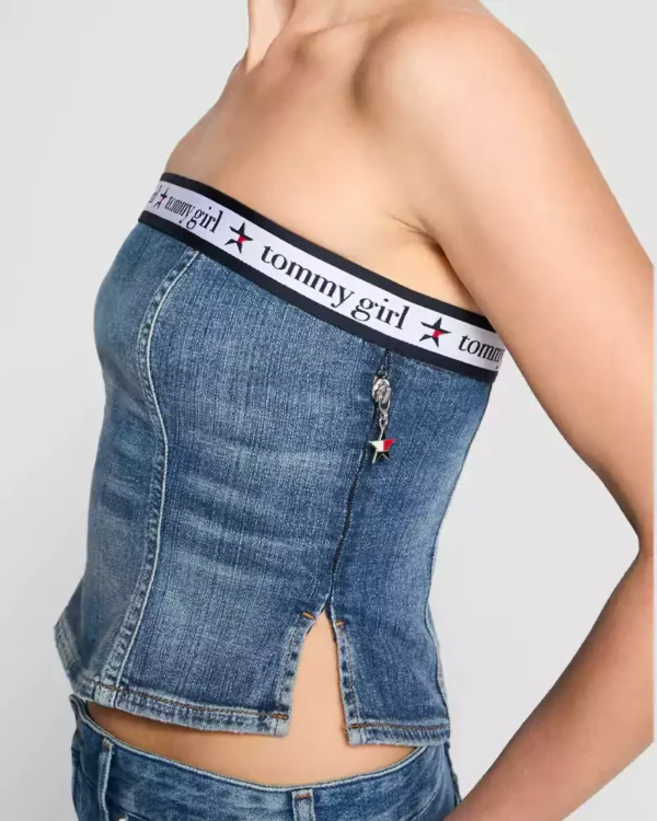 Backless denim top