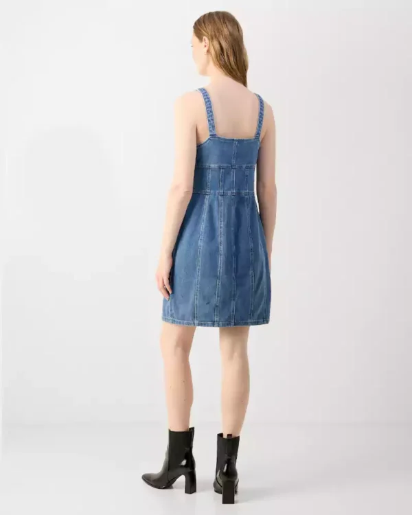 Belted denim dress