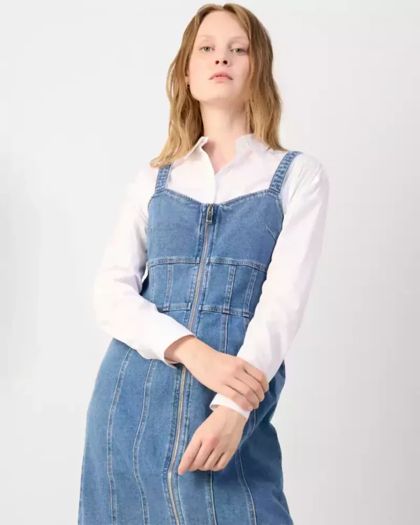 Belted denim dress
