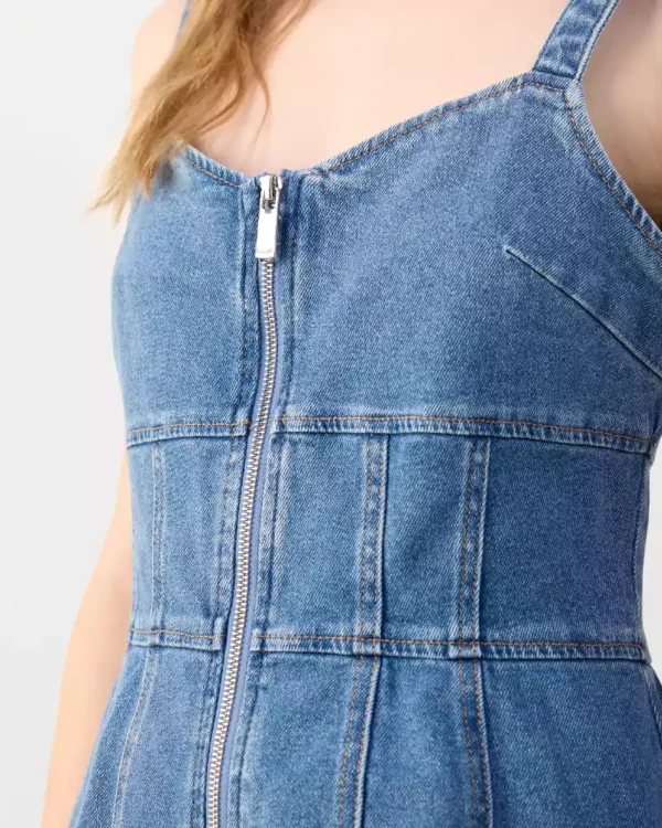 Belted denim dress