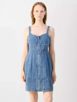 Belted denim dress