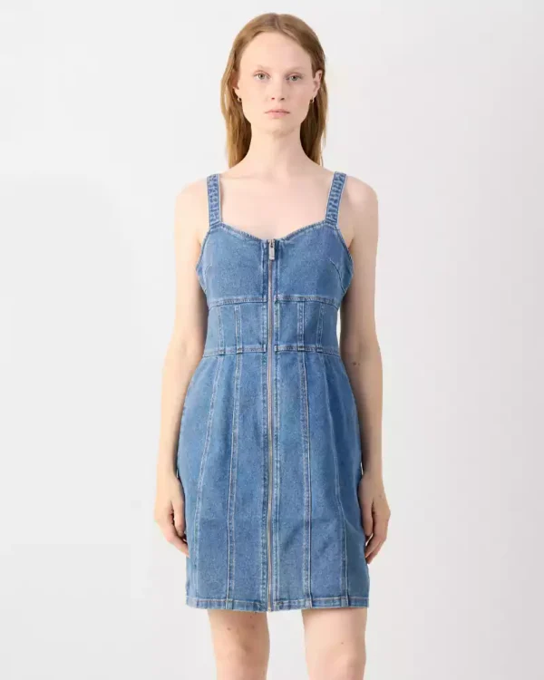 Belted denim dress