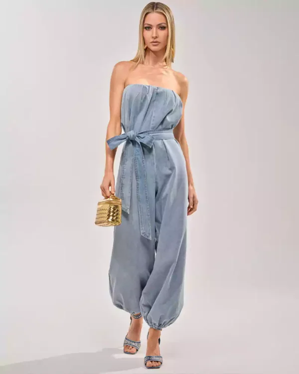 Belted denim jumpsuit Belted denim jumpsuit