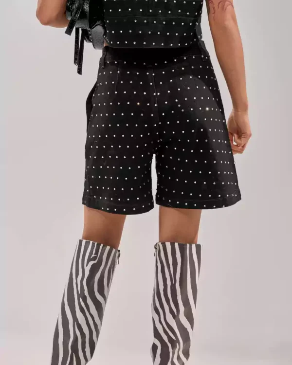 Black denim shorts with rhinestones Black denim shorts with rhinestones