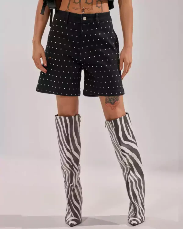 Black denim shorts with rhinestones Black denim shorts with rhinestones