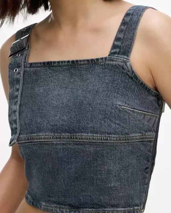 Black denim tank top