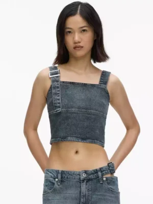 Black denim tank top