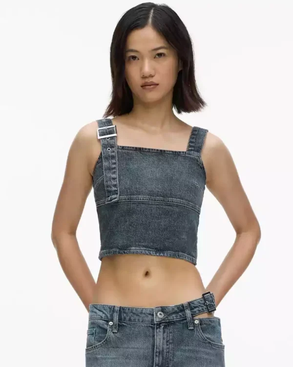 Black denim tank top