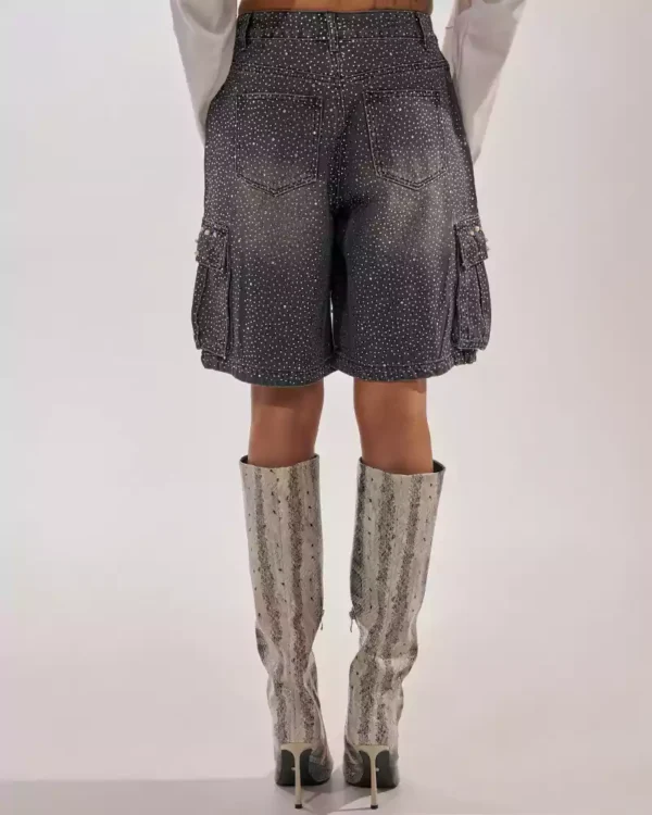 Black long denim shorts Black long denim shorts
