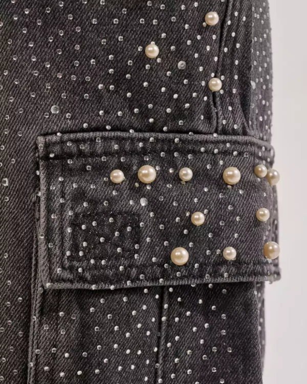 Black long denim shorts Black long denim shorts