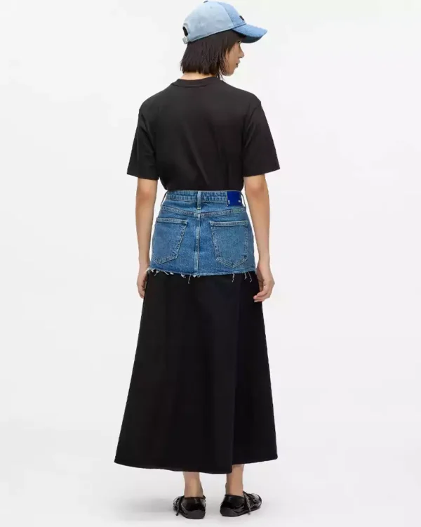 Black maxi skirt denim