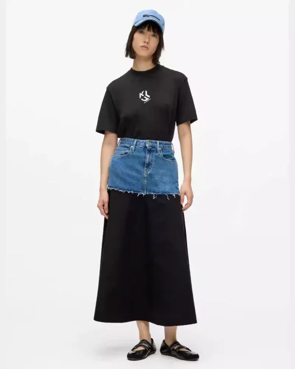 Black maxi skirt denim