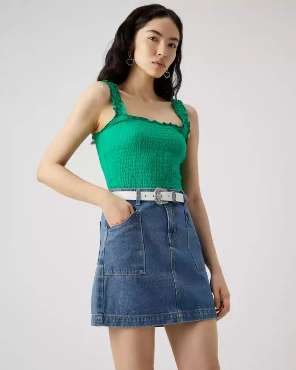 Blue denim skirt mini