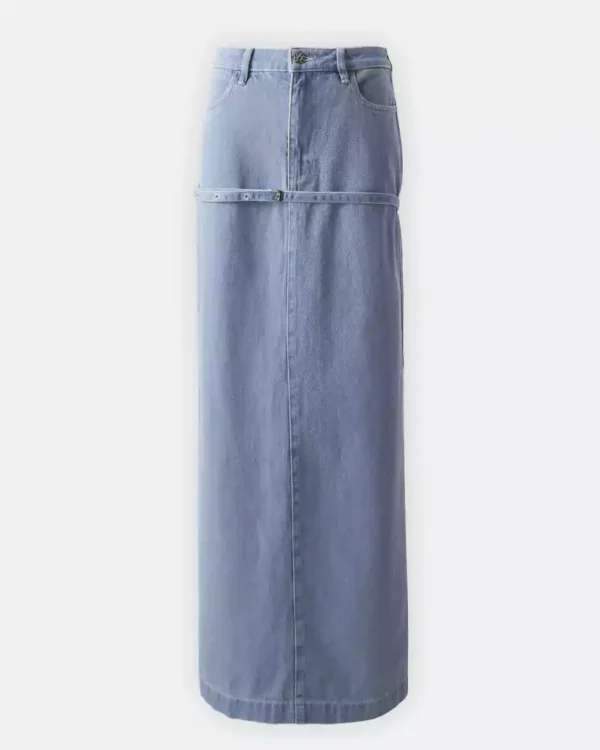 Buckle denim skirt