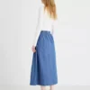 Button front skirt denim