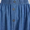 Button front skirt denim