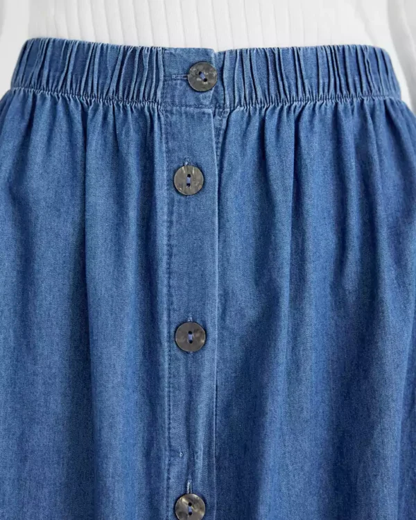 Button front skirt denim