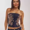 Denim corset bodysuit