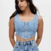Denim corset tops for women