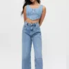 Denim corset tops for women