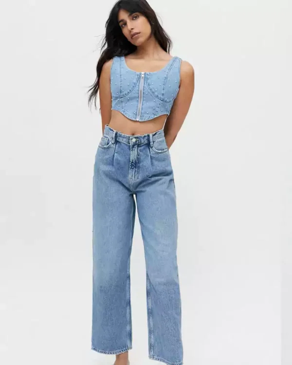 Denim corset tops for women