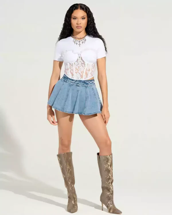 Denim flare mini skirt Denim flare mini skirt