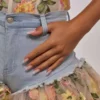 Denim floral shorts Denim floral shorts