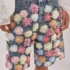 Denim floral shorts