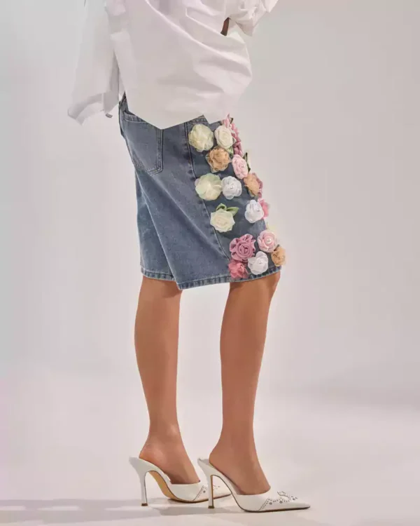 Denim floral shorts Denim floral shorts