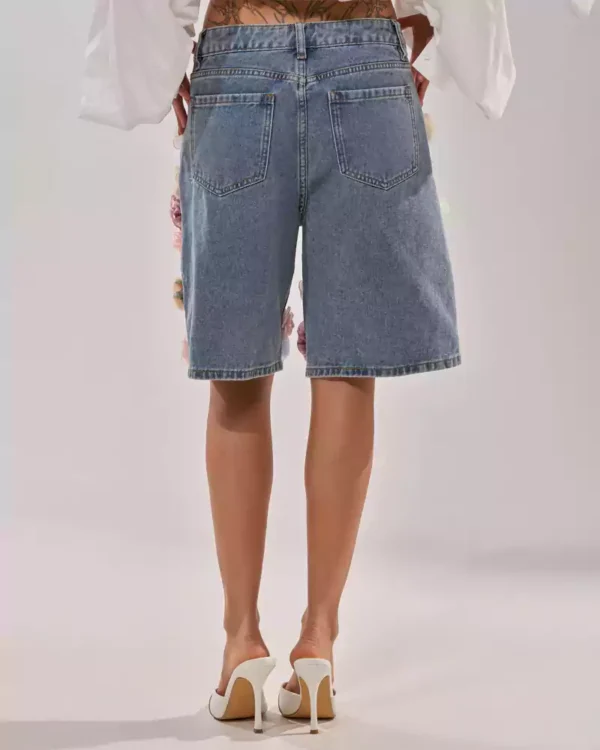 Denim floral shorts Denim floral shorts