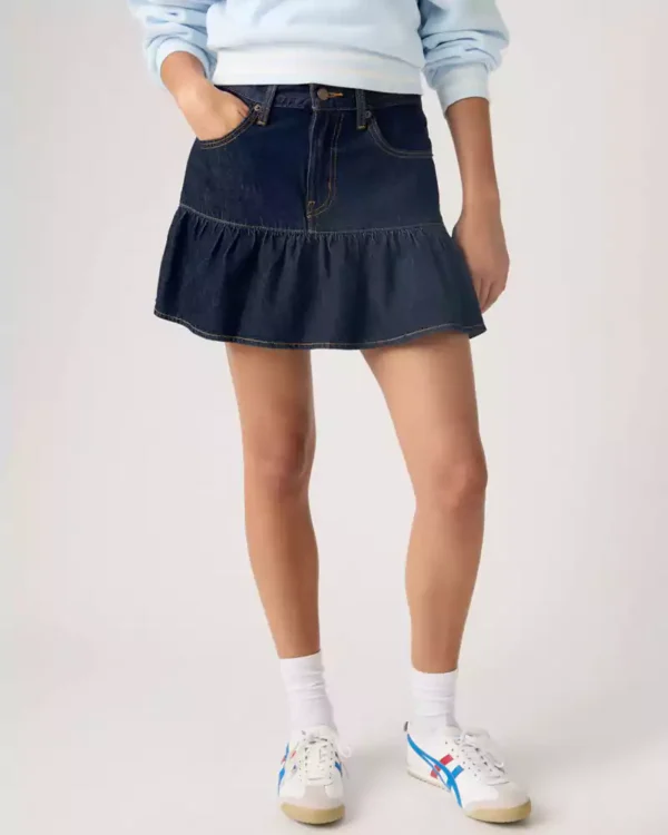 Denim flounce skirt