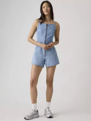 Denim halter neck jumpsuit