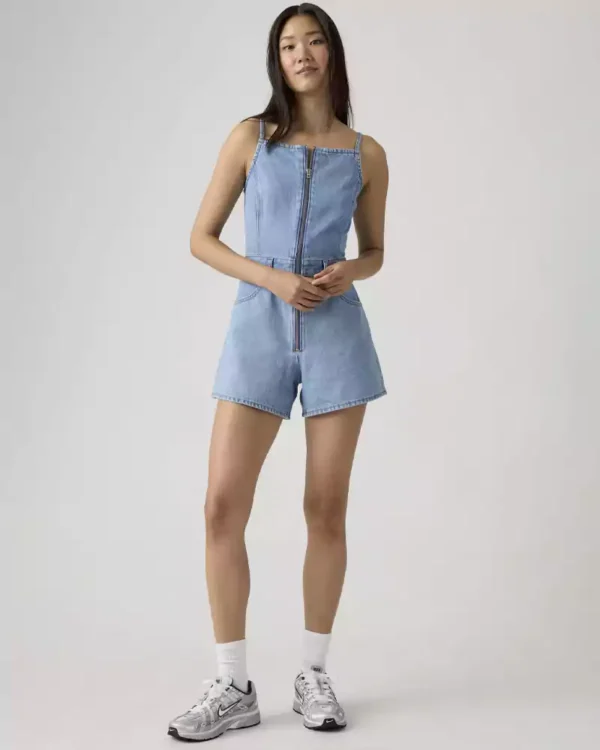Denim halter neck jumpsuit