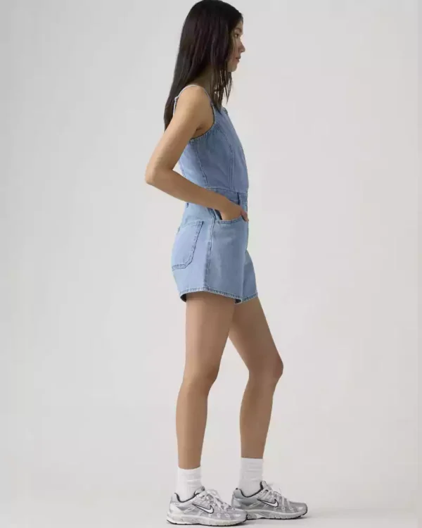 Denim halter neck jumpsuit