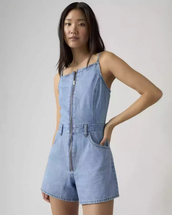 Denim halter neck jumpsuit