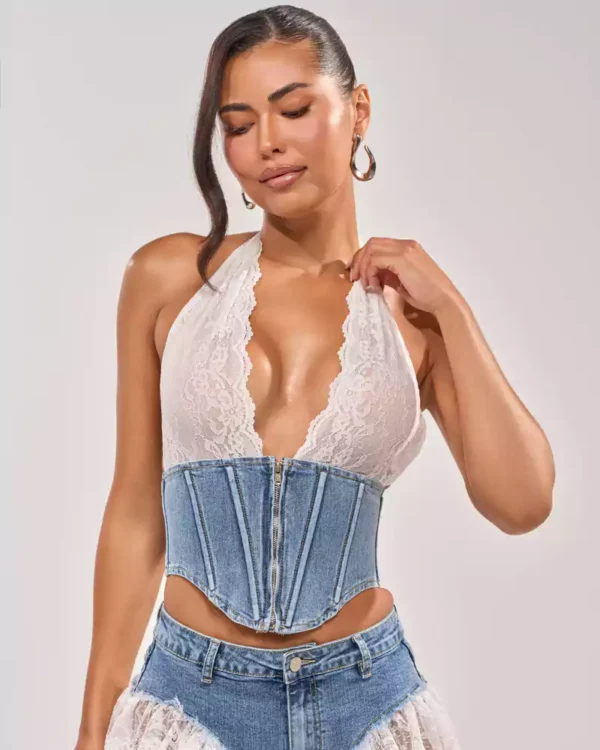 Denim lace up corset Denim lace up corset