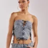 Denim lace up corset top