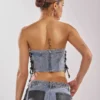 Denim lace up corset top
