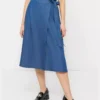 Denim midi wrap skirt