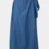 Denim midi wrap skirt