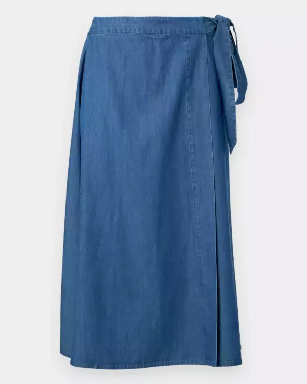 Denim midi wrap skirt