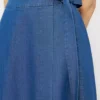 Denim midi wrap skirt
