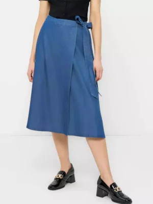 Denim midi wrap skirt