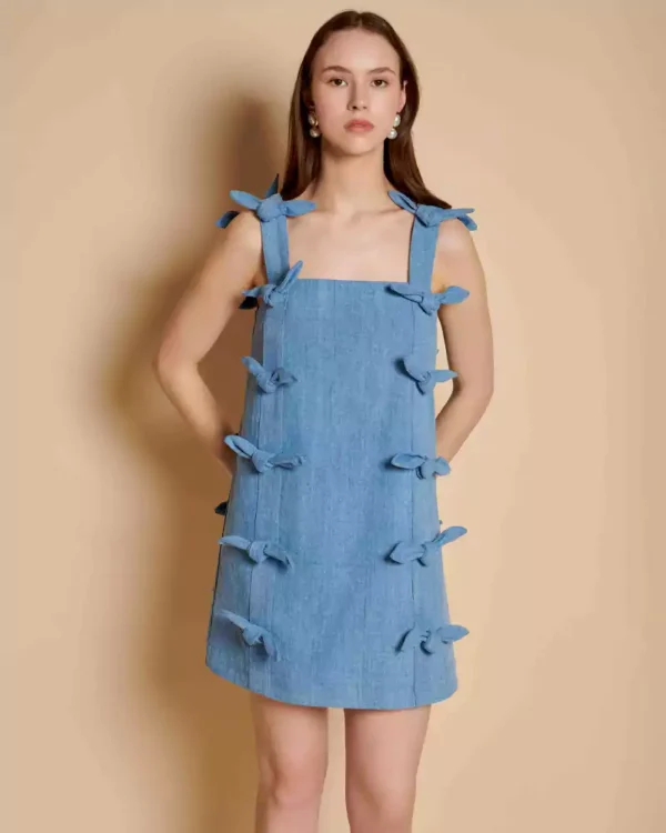 Denim mini dress for women