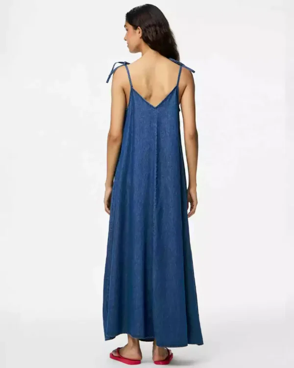 Denim off the shoulder maxi dress