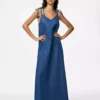 Denim off the shoulder maxi dress
